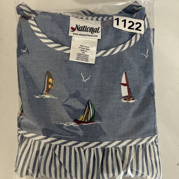 National Women 2X Chambray Striped Nautical Embroidery Dress Costal Beachy Artsy - Picture 15 of 15